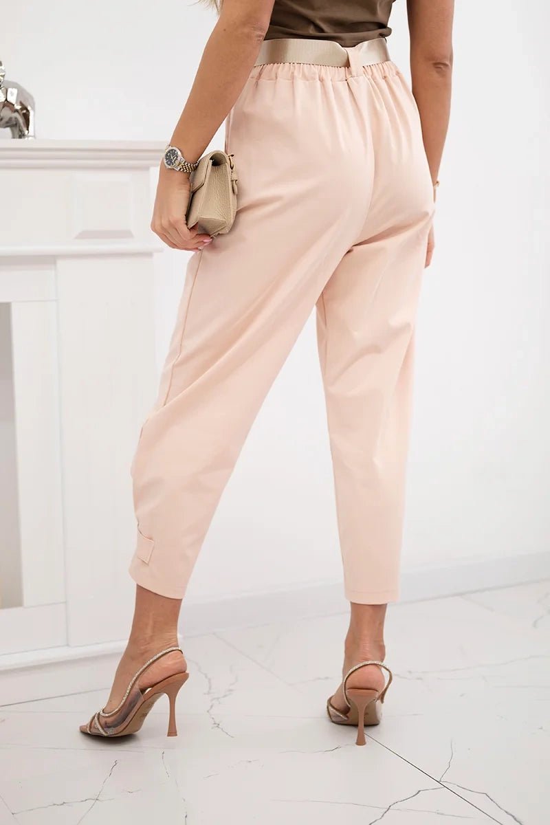 Summer Punto trousers with leg closure 7048 - 1 / – Apricot цвет / color | Lexline Fashion