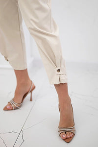 Summer Punto trousers with leg closure 7048 - 1 / – Beige цвет / color | Lexline Fashion