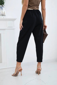 Summer Punto trousers with leg closure 7048 - 1 / – Black цвет / color | Lexline Fashion
