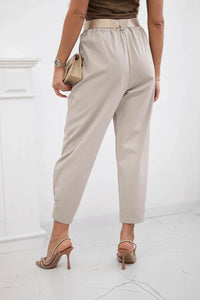 Summer Punto trousers with leg closure 7048 - 1 / – Dark || beige цвет / color | Lexline Fashion