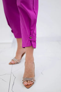 Summer Punto trousers with leg closure 7048 - 1 / – Dark || purple цвет / color | Lexline Fashion