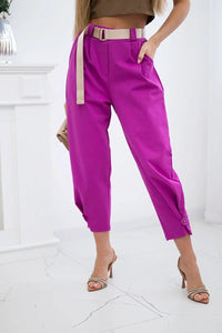 Summer Punto trousers with leg closure 7048 - 1 / – Dark || purple цвет / color | Lexline Fashion