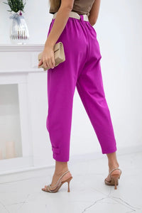 Summer Punto trousers with leg closure 7048 - 1 / – Dark || purple цвет / color | Lexline Fashion