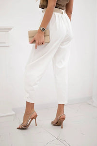 Summer Punto trousers with leg closure 7048 - 1 / – Ecru цвет / color | Lexline Fashion