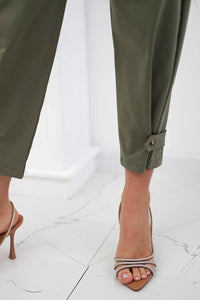 Summer Punto trousers with leg closure 7048 - 1 / – Khaki цвет / color | Lexline Fashion
