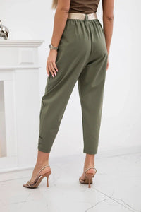 Summer Punto trousers with leg closure 7048 - 1 / – Khaki цвет / color | Lexline Fashion