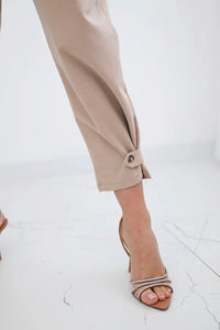 Summer Punto trousers with leg closure 7048 - 1 / – Light || Camel цвет / color | Lexline Fashion