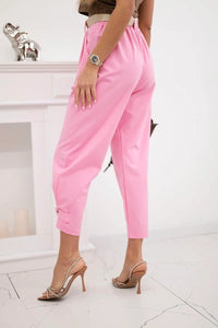 Summer Punto trousers with leg closure 7048 - 1 / – Light | Pink цвет / color | Lexline Fashion