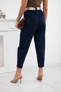 Summer Punto trousers with leg closure 7048 - 1 / – Navy blue цвет / color | Lexline Fashion