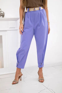 Summer Punto trousers with leg closure 7048 - 1 / – Purple цвет / color | Lexline Fashion
