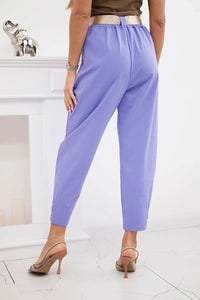 Summer Punto trousers with leg closure 7048 - 1 / – Purple цвет / color | Lexline Fashion