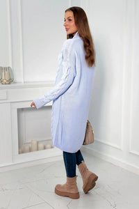 Sweater Cardigan with cable knit 2021 - 5 / – Blue цвет / color | Lexline Fashion