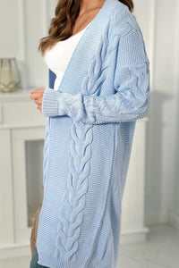 Sweater Cardigan with cable knit 2021 - 5 / – Blue цвет / color | Lexline Fashion