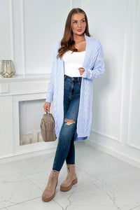 Sweater Cardigan with cable knit 2021 - 5 / – Blue цвет / color | Lexline Fashion
