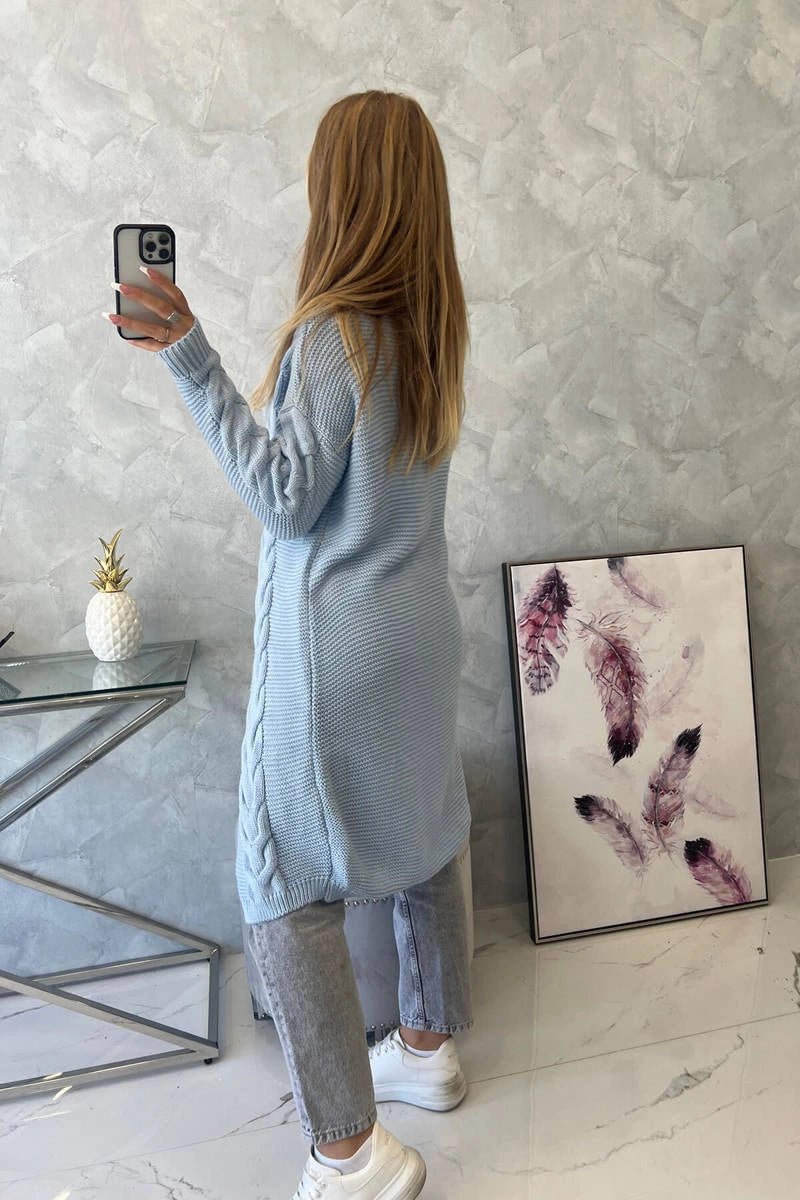 Sweater Cardigan with cable knit 2021 - 5 / – Blue цвет / color | Lexline Fashion