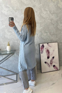Sweater Cardigan with cable knit 2021 - 5 / – Blue цвет / color | Lexline Fashion