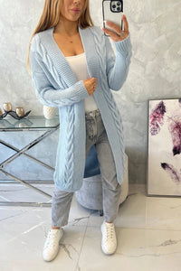 Sweater Cardigan with cable knit 2021 - 5 / – Blue цвет / color | Lexline Fashion
