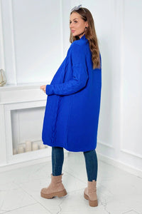 Sweater Cardigan with cable knit 2021 - 5 / – Blue cornflower цвет / color | Lexline Fashion