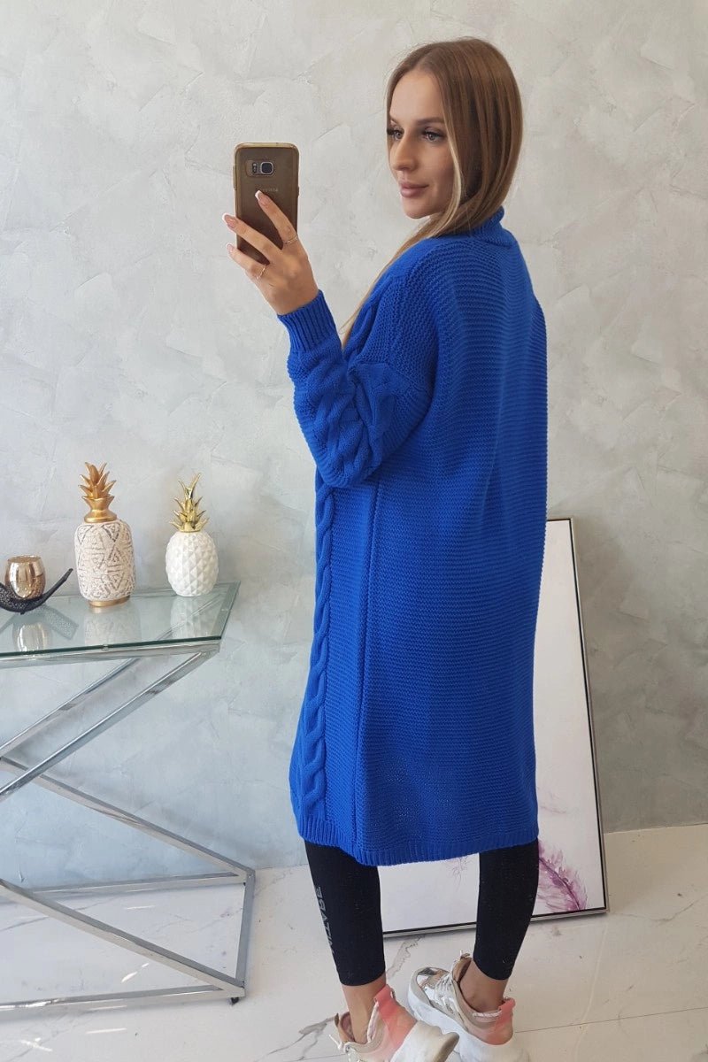 Sweater Cardigan with cable knit 2021 - 5 / – Blue cornflower цвет / color | Lexline Fashion