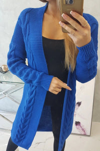 Sweater Cardigan with cable knit 2021 - 5 / – Blue cornflower цвет / color | Lexline Fashion