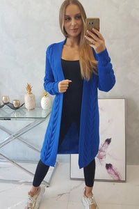 Sweater Cardigan with cable knit 2021 - 5 / – Blue cornflower цвет / color | Lexline Fashion