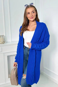Sweater Cardigan with cable knit 2021 - 5 / – Blue cornflower цвет / color | Lexline Fashion