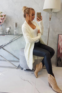 Sweater Cardigan with cable knit 2021 - 5 / – Ecru цвет / color | Lexline Fashion