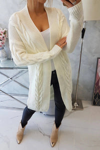 Sweater Cardigan with cable knit 2021 - 5 / – Ecru цвет / color | Lexline Fashion