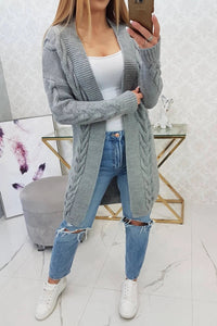 Sweater Cardigan with cable knit 2021 - 5 / – Gray цвет / color | Lexline Fashion