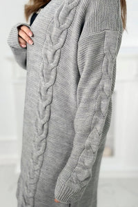 Sweater Cardigan with cable knit 2021 - 5 / – Gray цвет / color | Lexline Fashion