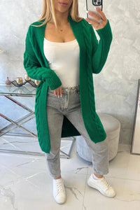 Sweater Cardigan with cable knit 2021 - 5 / – Green цвет / color | Lexline Fashion