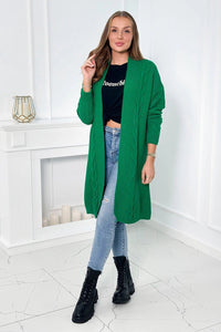 Sweater Cardigan with cable knit 2021 - 5 / – Green цвет / color | Lexline Fashion