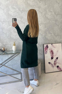 Sweater Cardigan with cable knit 2021 - 5 / – Green || Dark цвет / color | Lexline Fashion