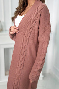 Sweater Cardigan with cable knit 2021 - 5 / – Pink || Dark цвет / color | Lexline Fashion