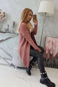 Sweater Cardigan with cable knit 2021 - 5 / – Pink || Dark цвет / color | Lexline Fashion