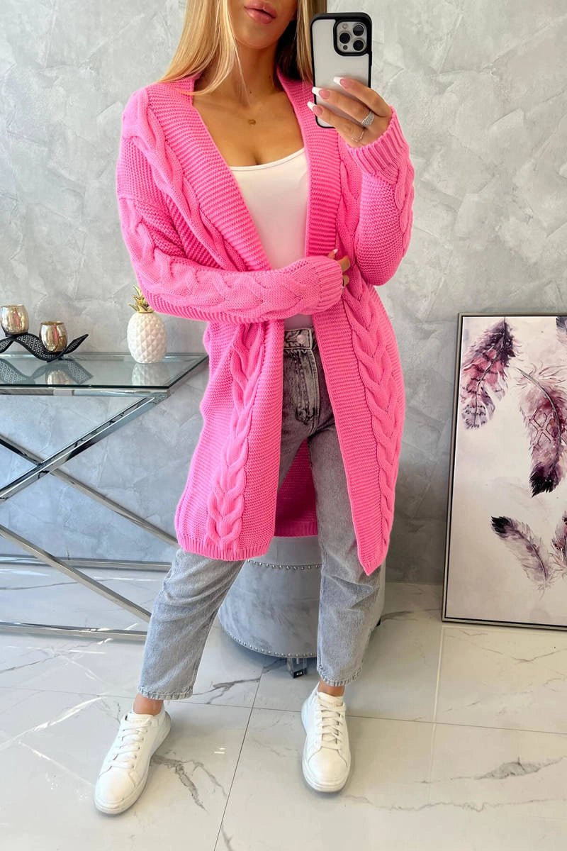 Sweater Cardigan with cable knit 2021 - 5 / – Pink || Light цвет / color | Lexline Fashion
