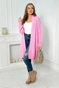 Sweater Cardigan with cable knit 2021 - 5 / – Pink || Light цвет / color | Lexline Fashion