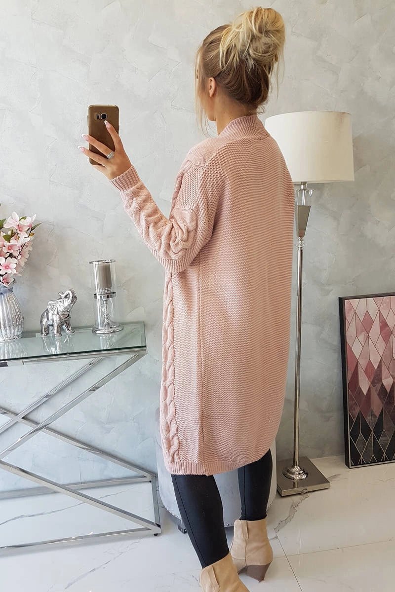 Sweater Cardigan with cable knit 2021 - 5 / – Powder цвет / color | Lexline Fashion