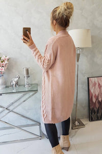 Sweater Cardigan with cable knit 2021 - 5 / – Powder цвет / color | Lexline Fashion