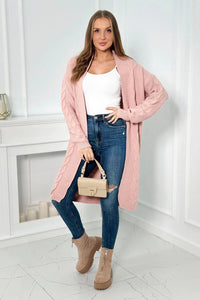 Sweater Cardigan with cable knit 2021 - 5 / – Powder цвет / color | Lexline Fashion