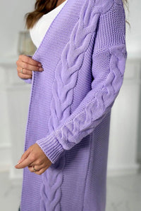 Sweater Cardigan with cable knit 2021 - 5 / – Purple цвет / color | Lexline Fashion