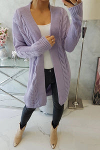 Sweater Cardigan with cable knit 2021 - 5 / – Purple цвет / color | Lexline Fashion