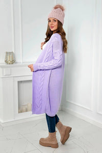 Sweater Cardigan with cable knit 2021 - 5 / – Purple цвет / color | Lexline Fashion