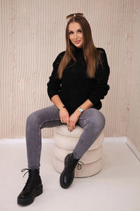 Sweater high neck with diamond pattern 2020 - 18 / – Black цвет / color | Lexline Fashion