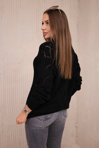 Sweater high neck with diamond pattern 2020 - 18 / – Black цвет / color | Lexline Fashion