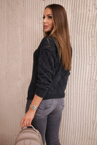 Sweater high neck with diamond pattern 2020 - 18 / – Graphite цвет / color | Lexline Fashion