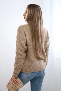 Sweater in diamonds pattern 24 - 12 / – Dark || beige цвет / color | Lexline Fashion