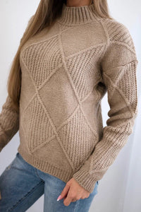 Sweater in diamonds pattern 24 - 12 / – Dark || beige цвет / color | Lexline Fashion