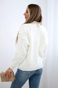 Sweater in diamonds pattern 24 - 12 / – Ecru цвет / color | Lexline Fashion