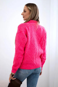 Sweater in diamonds pattern 24 - 12 / – Fuchsia цвет / color | Lexline Fashion